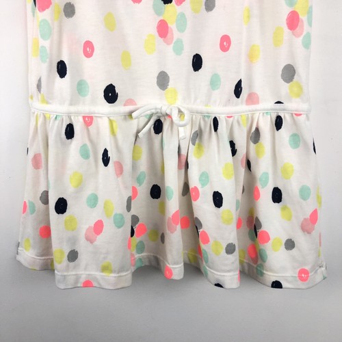 Gymboree Girl’s 6 Flutter Sleeve White Pink Rainbow Neon Painted Dot Dress AU1 - Picture 3 of 5