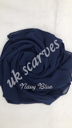 High Quality Plain Chiffon Hijab Scarf Shawl Wrap Soft Georgette Dubai Elegant - Picture 67 of 83