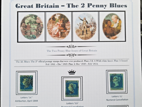 Great Britain: Very NICE pages of Penny Blacks etc. (1840 - 54) 4 pgs. in total. - Picture 5 of 22