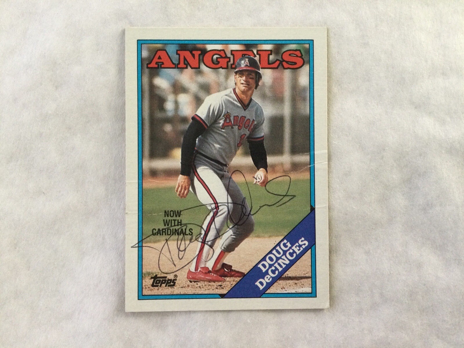 Vintage 1988 autographed Doug Decinces Los Angeles Angels Topps #446 Card￼￼
