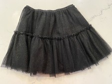 Girls Tutu Skirt Size 7-8 Black Gold Layered Stretch Ballet Dance Play