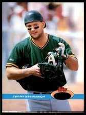 1991 Stadium #518 Terry Steinbach A's OVERSIZE No Gold Error SET BREAK RARE!