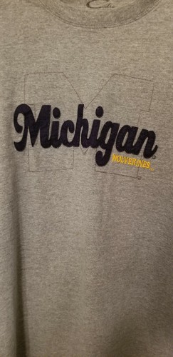 Camiseta para hombre Michigan Wolverines gris azul elevada Michigan + XL bordada - Imagen 2 de 5