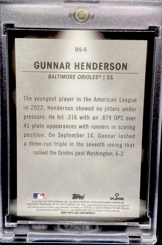 GUNNAR HENDERSON BLACK REFRACTOR ROOKIE RC Card SP Insert - ORIOLES MINT - Picture 10 of 12