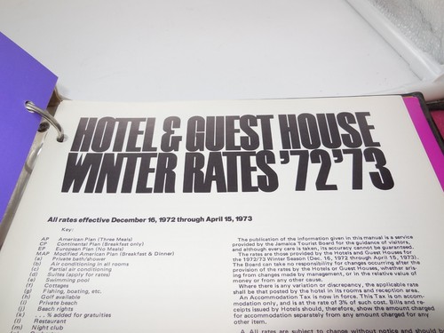 E2 Vintage 1972 Jamaica Travel Agent Manual Tourist Board Press Kit Hotels - Picture 24 of 24