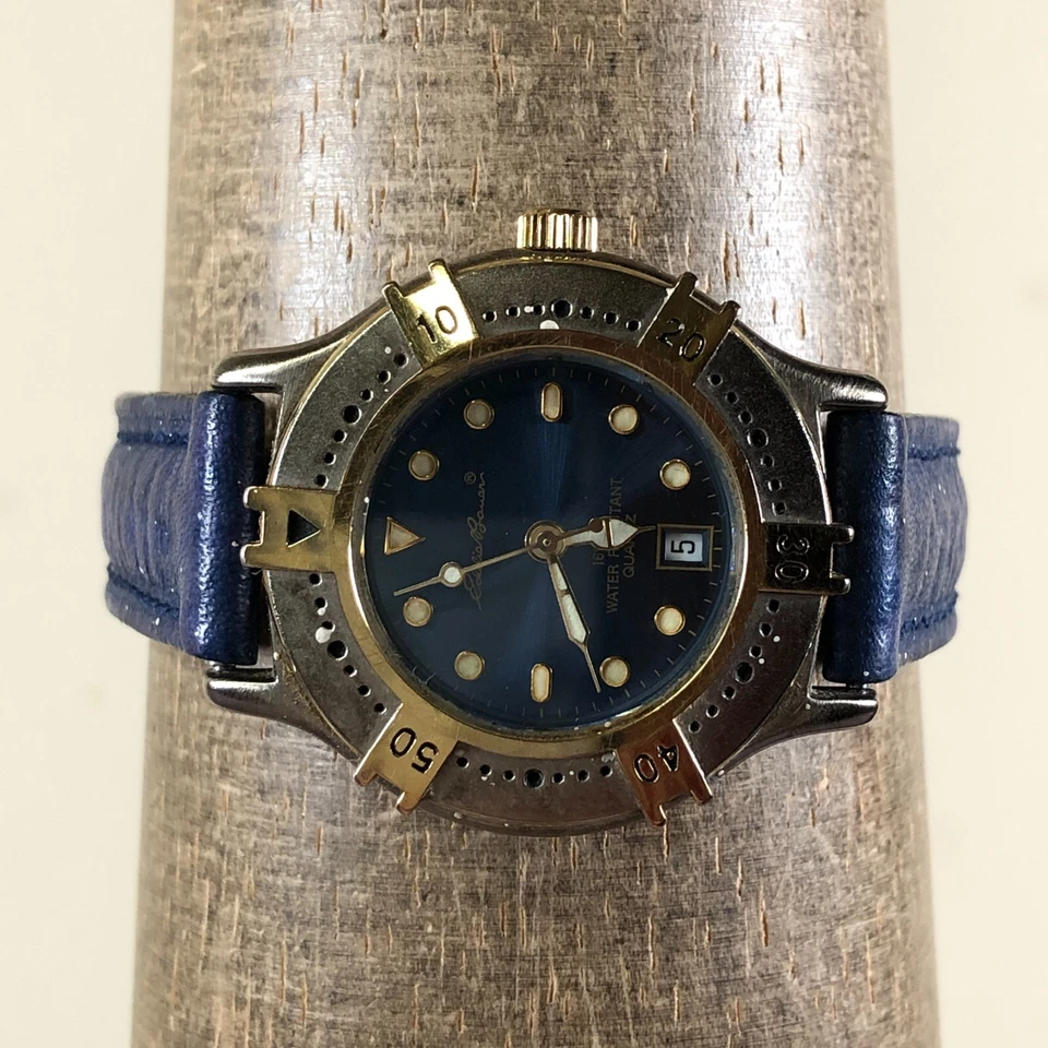 Eddie Bauer Mujer 53202 Vestido Fecha Cuero Azul Cuarzo Analógico 29mm Reloj 6" Foto 2 de 4