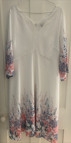 Pretty Next White, Pink & Blue Floral Print Dress - Size 18 Tall