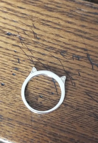 10k White Gold Cat Ears diamond Band Ring kitty hello kitten tiger panther Jared - Picture 8 of 15