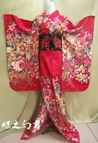 46 Colors Japanese Traditional Womens Cotton Blend Long Furisode Kimono Costume - Picture 70 of 70