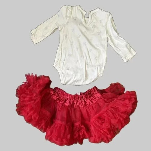 NWT ~ HOLIDAY Christmas Skirt Outfit for Infants and Reborn Dolls - Size 0-3M - Picture 4 of 6