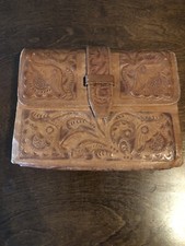 Vintage Hand Tooled Leather Purse Medium Made In Mexico