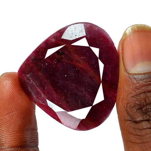 84 CT NATURAL CERTIFIED EARTH MINED HUGE RED RUBY PEAR SHAPE LOOSE GEMSTONE - Picture 2 of 3