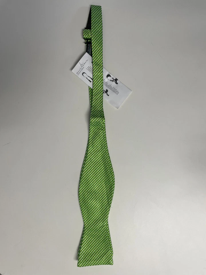 Pajarita Hombre Seda Verde Amarillo Cuadros AUTOCORBATA Pajarita Foto 4 de 4