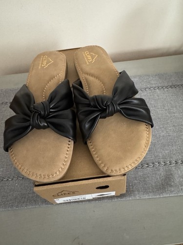 NEW Cliffs By White Mountain Womens Size 9 Slip-On Sandals Black/Smooth