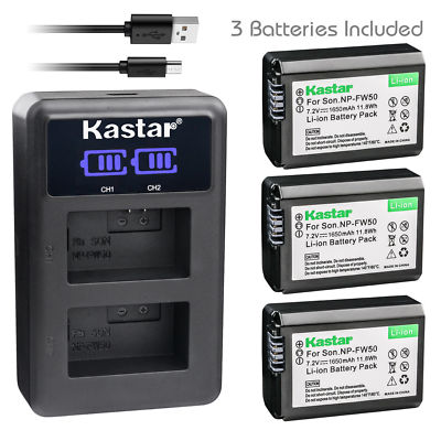 NP-FW50 Battery or LCD Charger for Sony ILCE-3000 Alpha a3000, SLT-A37, SLT-A55