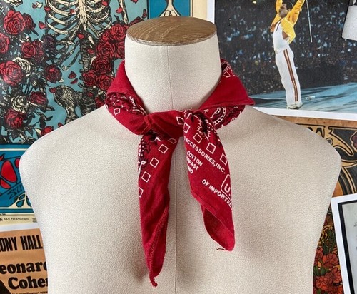 Vintage Paris Red Fast Color All Cotton RN 13960 Bandana Hanky Handkerchief