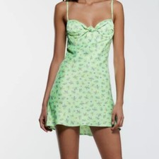 Zara Spaghetti Strap Green Mini Dress Size Medium NWOT