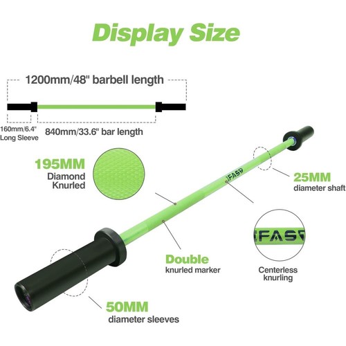 Olympic Barbell Bar, Weightlifting Bar, Solid Chrome for Strength Training - Picture 2 of 6