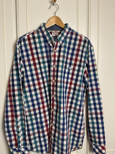 Joules Men’s Long Sleeve Shirt Size Large New Blue Checked Smart Logo Cotton - Picture 8 of 13
