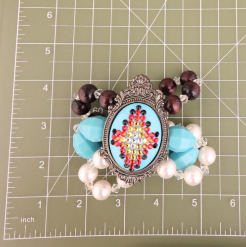 Tarina Tarantino bracelet aqua southwestern triple strand Swarovski silvertone - Picture 9 of 9