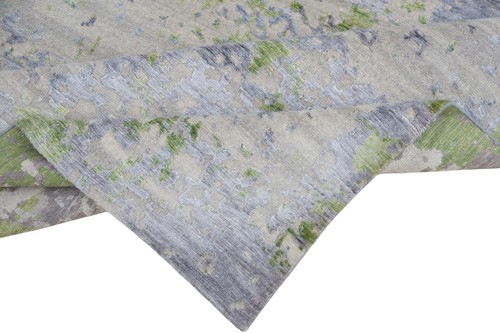 Teppich Nepal Handgeknüpft Seide Wolle Rug 250x300 cm Rug Pistazien grün grau - Bild 7 von 17