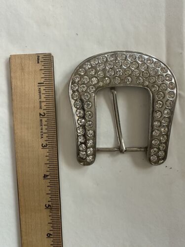 Vintage Silver Rhinestone Belt Buckle Beautiful - Picture 2 of 10