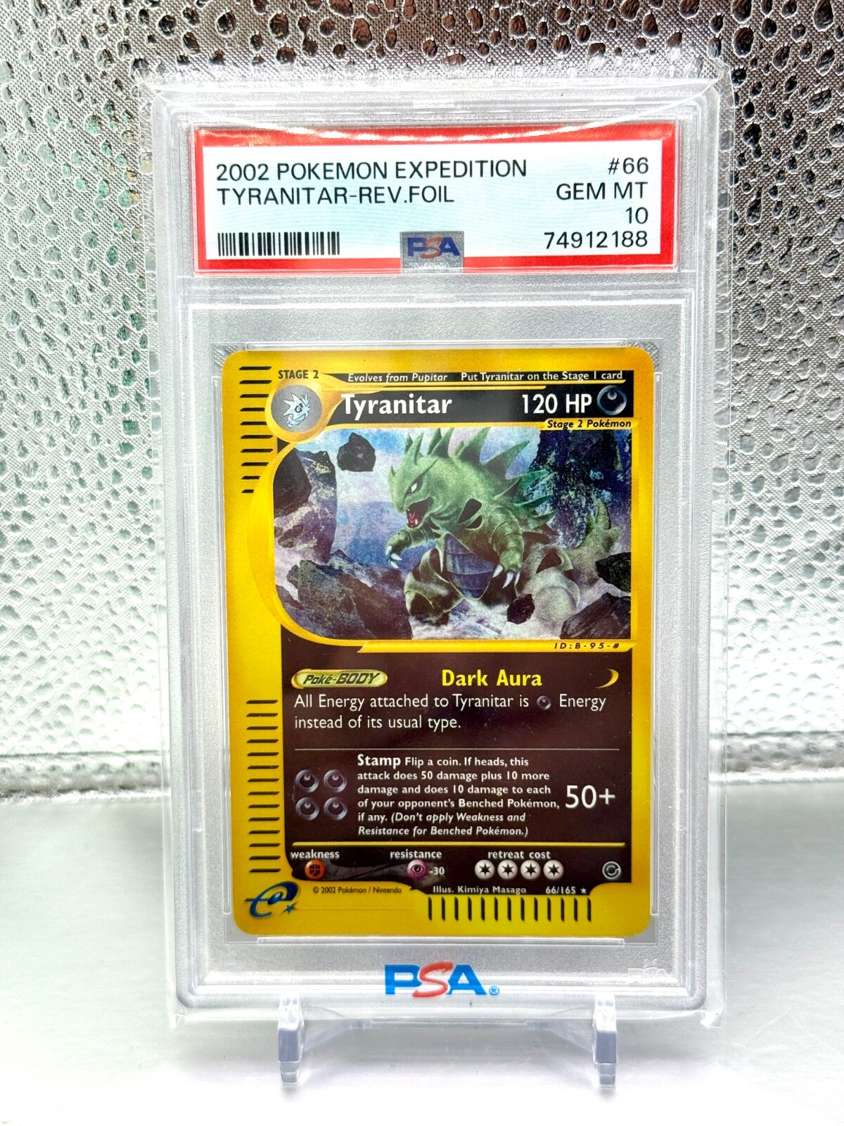 2002 Pokemon E-Series EXPEDITION TYRANITAR #66/165 Reverse Foil  PSA 10 Gem Mint
