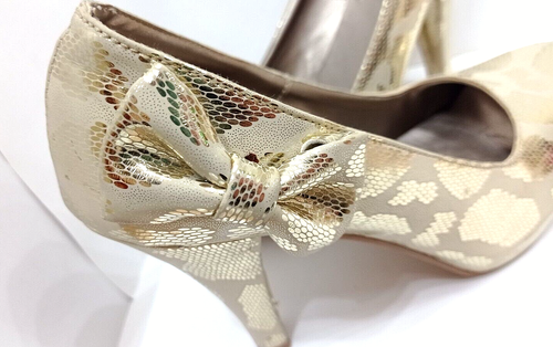 Women Pumps Shoes Gold Handmade Leather Beautiful Stiletto HighHeel Party Size 7 - Picture 4 of 8