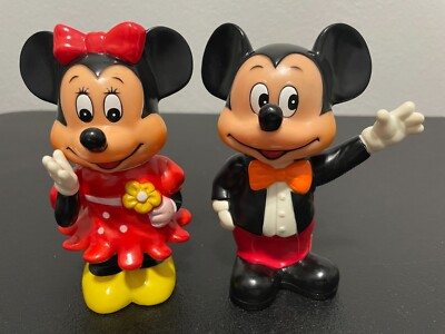 Vintage Walt Disney Mickey & Minnie Mouse Vinyl Coin Bank