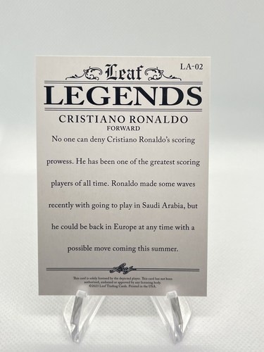 2023 Leaf Legends Cristiano Ronaldo #LA-02 -Ships In Mag Case - Picture 2 of 2