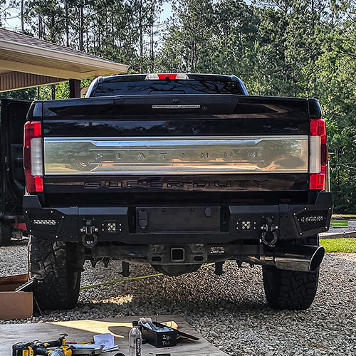 Textured Steel New Rear Bumper with LED Light For 2017-2022 Ford F250/F350/F450 - Picture 2 of 8