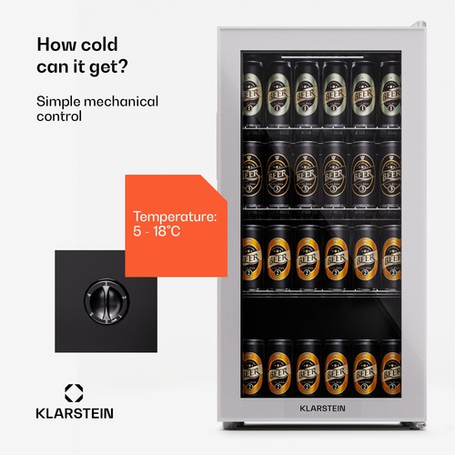 Kühlschrank Getränke Flaschen mit Glastür Minibar 74 L LED Edelstahl Silber  - Bild 4 von 11