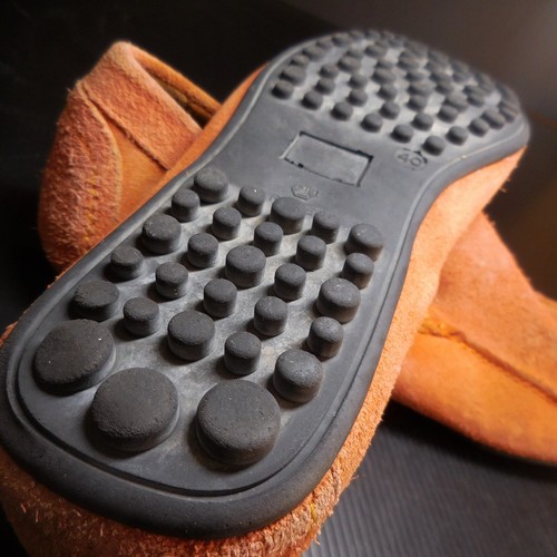 Paar Schuh Orange Brett & Sons Hand Herstellung T40 Mode Leder Kautschuk N6983 - Bild 5 von 12