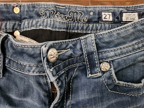 Miss Me Signature Rise Skinny Damen Jeans Gr. 27 Medium Wash Bling - Bild 4 von 6