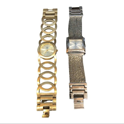 NY & C lot of 2 watches silver chain & brushed gold circles bundle