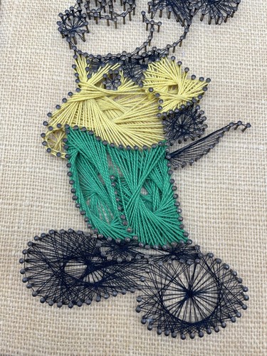 Vintage 1970er Mickey Mouse fertig gerahmt String Art Wanddekor 13" x 9" - Bild 3 von 6