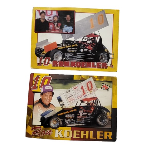 Ron Koehler Promotional Photo Card (2) Vintage NOS Racing 5x7 USAC Sprint Outlaw