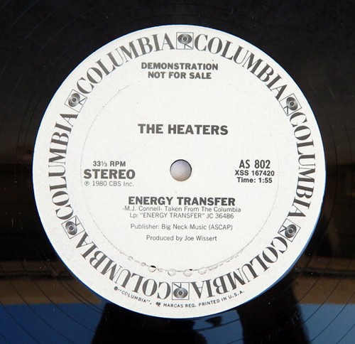 THE HEATERS 12" 33 RPM (3 SONG) Promo Record "ENERGY TRANSFER" +2 More MINT- - Imagen 3 de 4