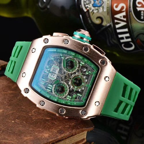 Brand-New Richard Technolo Multifunctional Six-Pin Tonneau Quartz Men's Watch - Picture 2 of 35