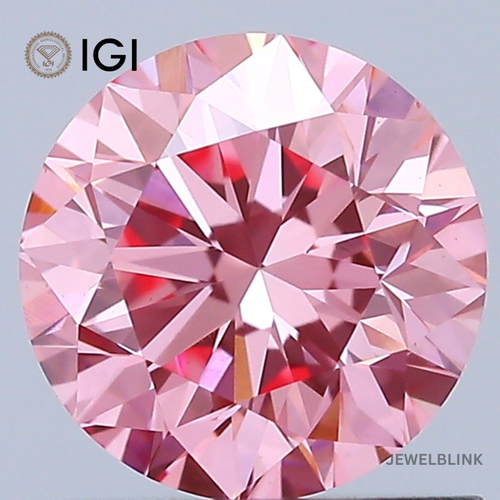 Round Brilliant Cut 0.91 CT Facny Vivid Pink IGI Certified CVD Lab Grown Diamond - Picture 1 of 18