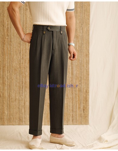 Pantalones Nápoles Para hombres Pantalones de Lino Pantalones de Verano Pantalones de Negocios Traje Pantalones Informales - Imagen 17 de 23