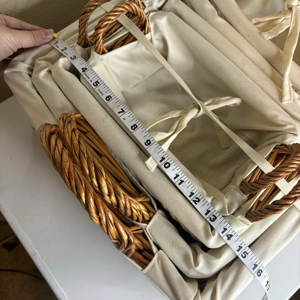 Set of 6 Storage Baskets w/ Liner Woven Rattan Natural Display Storage Organize - Image 3 of 4