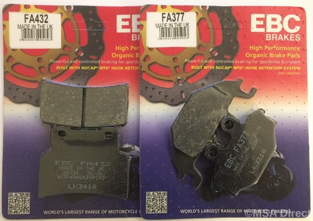 EBC Organic FRONT and Rear Disc Brake Pads Fits YAMAHA MT125 (2014 to 2019) EBC Organic FRONT and Rear Disc Brake Pads Fits YAMAHA MT125 (2014 to 2019)