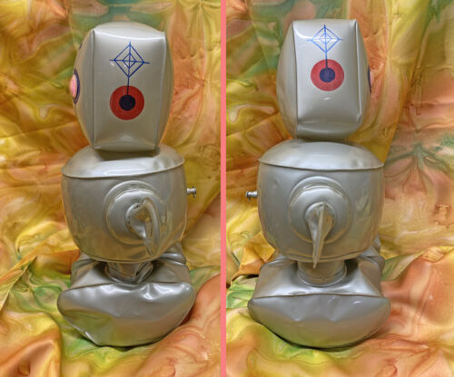 Vintage 70s 80s TOMY PLA JAPAN Inflatable Robot Toy Play Clock Belly - Picture 9 of 16