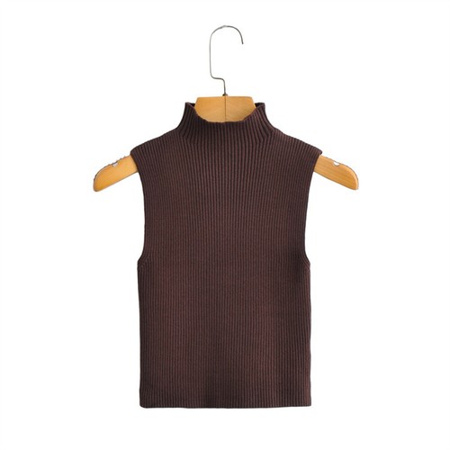 Mujeres Cuello Simulado Tejido Suéter Chaleco Sin Mangas Informal Acanalado Pullover Camisetas sin Mangas - Imagen 19 de 22
