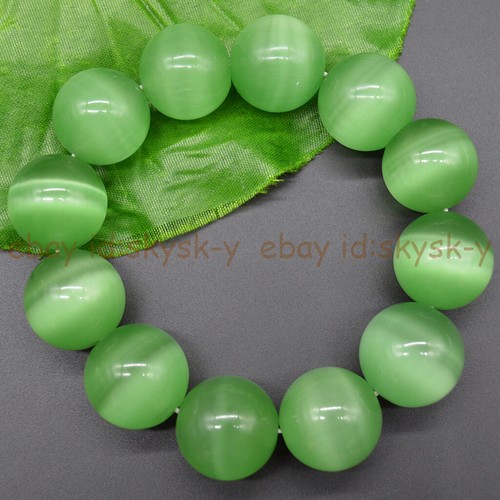 Huge 20mm Multicolor Opal Cat's Eye Round Gems Beads Elastic Bracelet 8-8.5'' - Picture 16 of 41