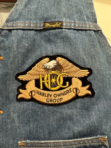 Wrangler Denim Vest Men’s SZ L No-Fault Blue Jean USA Harley Owners Group Patch - Picture 4 of 16