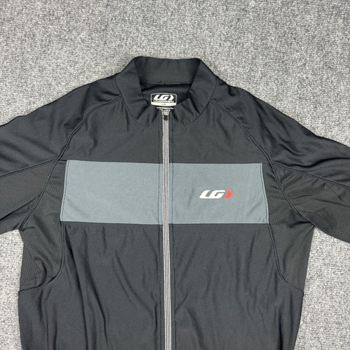 Louis Garneau Cycling Jacket Mens Large Black Full Zip Back Pockets Fish Tail - Picture 13 of 14