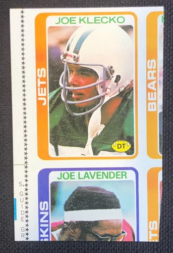 Joe Klecko ROOKIE RC 1978 Topps Football Card Uncut Panel Card Miscut Error