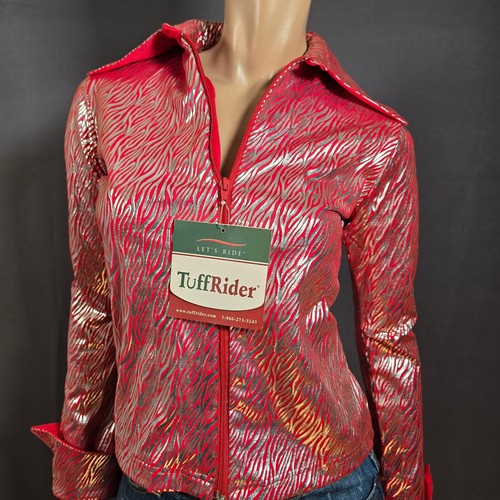 Vintage 90s Western Cowgirl Jacket Red Silver Tiger Print Size S Rave Festival - Picture 2 of 9